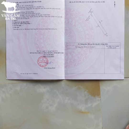 ĐẤT NỀN MẶT TIỀN XÃ AN BÌNH TÂY - BA TRI